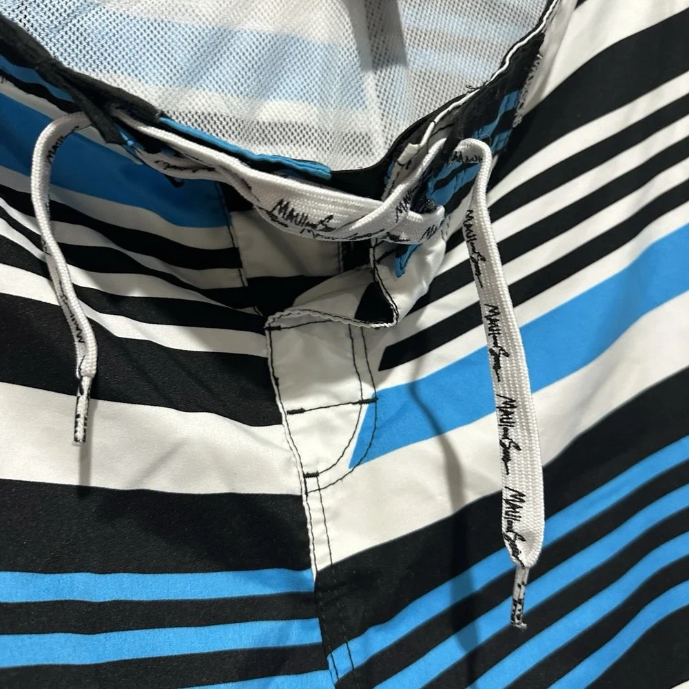 MAUI AND SONS Men's Purple Turquoise Striped Lined Swim Boardshorts‎ Size 36